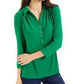 Camisa polo feminina Charter Club com estampa de manga 3/4, verde brilhante, tamanho extra grande
