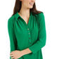 Camisa polo feminina Charter Club com estampa de manga 3/4, verde brilhante, tamanho extra grande