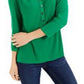Camisa polo feminina Charter Club com estampa de manga 3/4, verde brilhante, tamanho extra grande