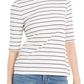Blusa feminina listrada com gola falsa, tamanho extragrande, branca, Charter Club