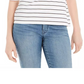 Blusa feminina listrada com gola falsa, tamanho extragrande, branca, Charter Club