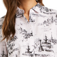Blusa estampada feminina Charter Club, branca, tamanho X-G