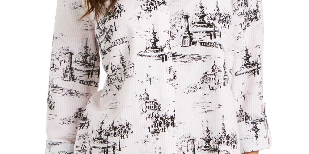 Blusa estampada feminina Charter Club, branca, tamanho X-G