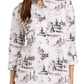 Blusa estampada feminina Charter Club, branca, tamanho X-S