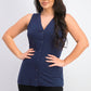 Blusa feminina Charter Club sem mangas com amarração frontal, turquesa/azul, tamanho grande