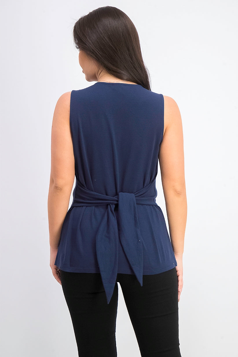 Blusa feminina Charter Club sem mangas com amarração frontal, turquesa/azul, tamanho grande