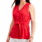 Blusa feminina sem mangas com amarração frontal Charter Club, vermelha, tamanho médio