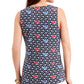 Blusa feminina sem mangas com estampa frontal e amarração Charter Club, azul, tamanho extragrande
