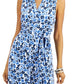 Vestido justo feminino Charter Club, pequeno, floral, com amarração na cintura, azul, tamanho pequeno