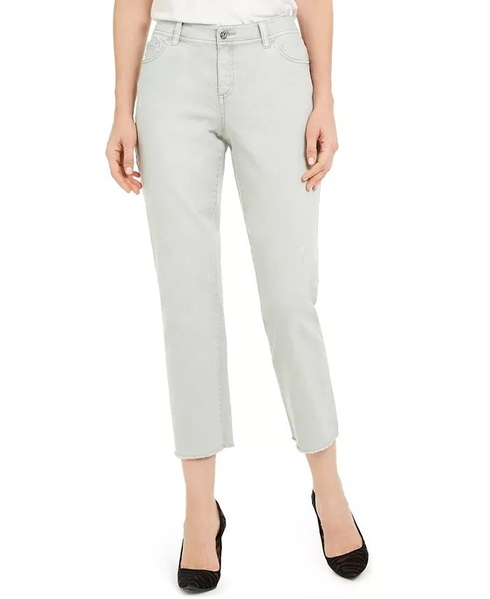 Calça jeans feminina desfiada e reta, tamanho 16, verde, da INC International Concepts