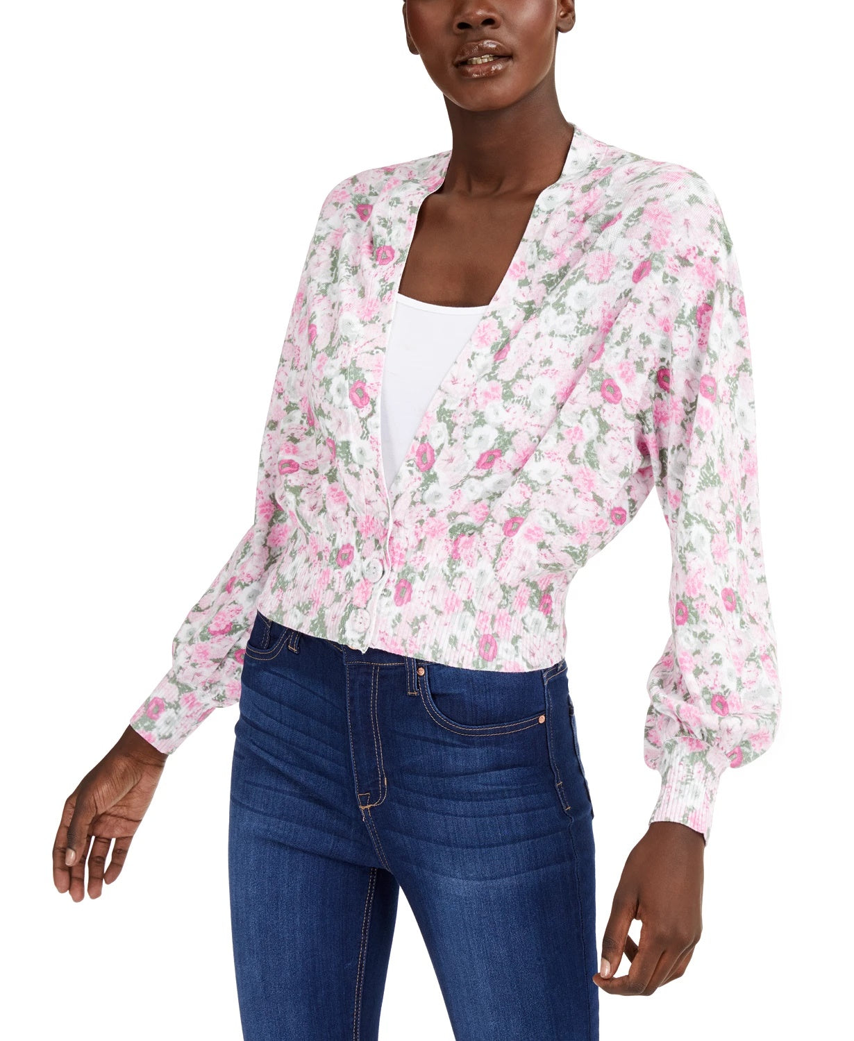 Cardigan feminino estampado INC International Concepts, rosa, tamanho extra pequeno