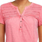 Blusa feminina com decote aberto Style &amp; Co, rosa brilhante, tamanho X-S