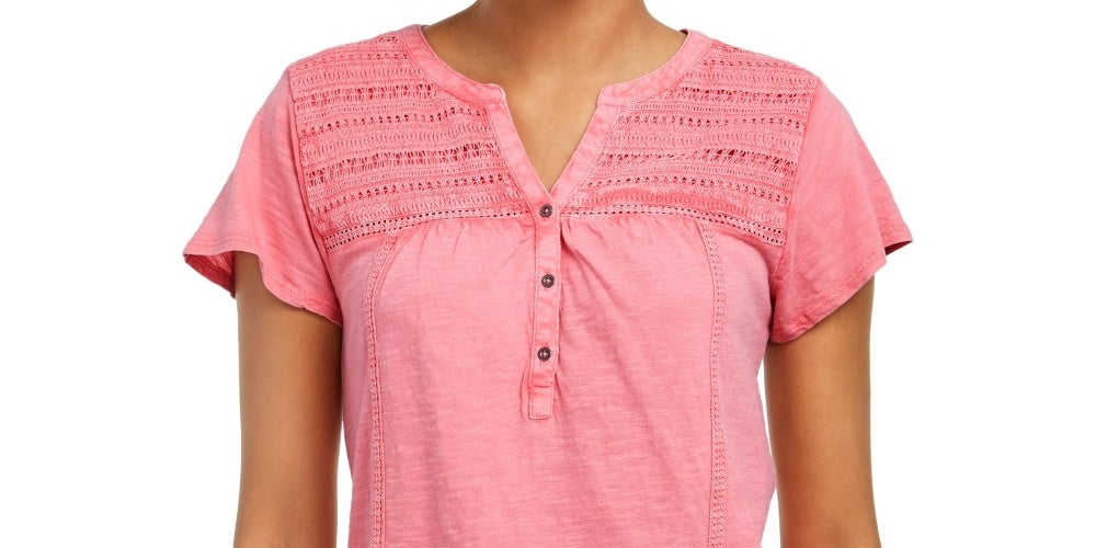 Blusa feminina com decote aberto Style &amp; Co, rosa brilhante, tamanho X-S
