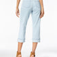 Calça jeans capri feminina estilo &amp; co, azul escuro, com punho curvo, tamanho 4