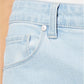 Calça jeans capri feminina estilo &amp; co, azul escuro, com punho curvo, tamanho 4