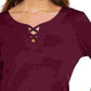 Camiseta feminina Karen Scott de algodão com cadarço, vermelha, tamanho pequeno