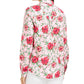 Camisa feminina Charter Club com estampa de linho misto e mangas curtas, rosa escuro, tamanho extra pequeno
