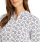 Camisa feminina estampada com mangas curtas Charter Club, branca, tamanho médio