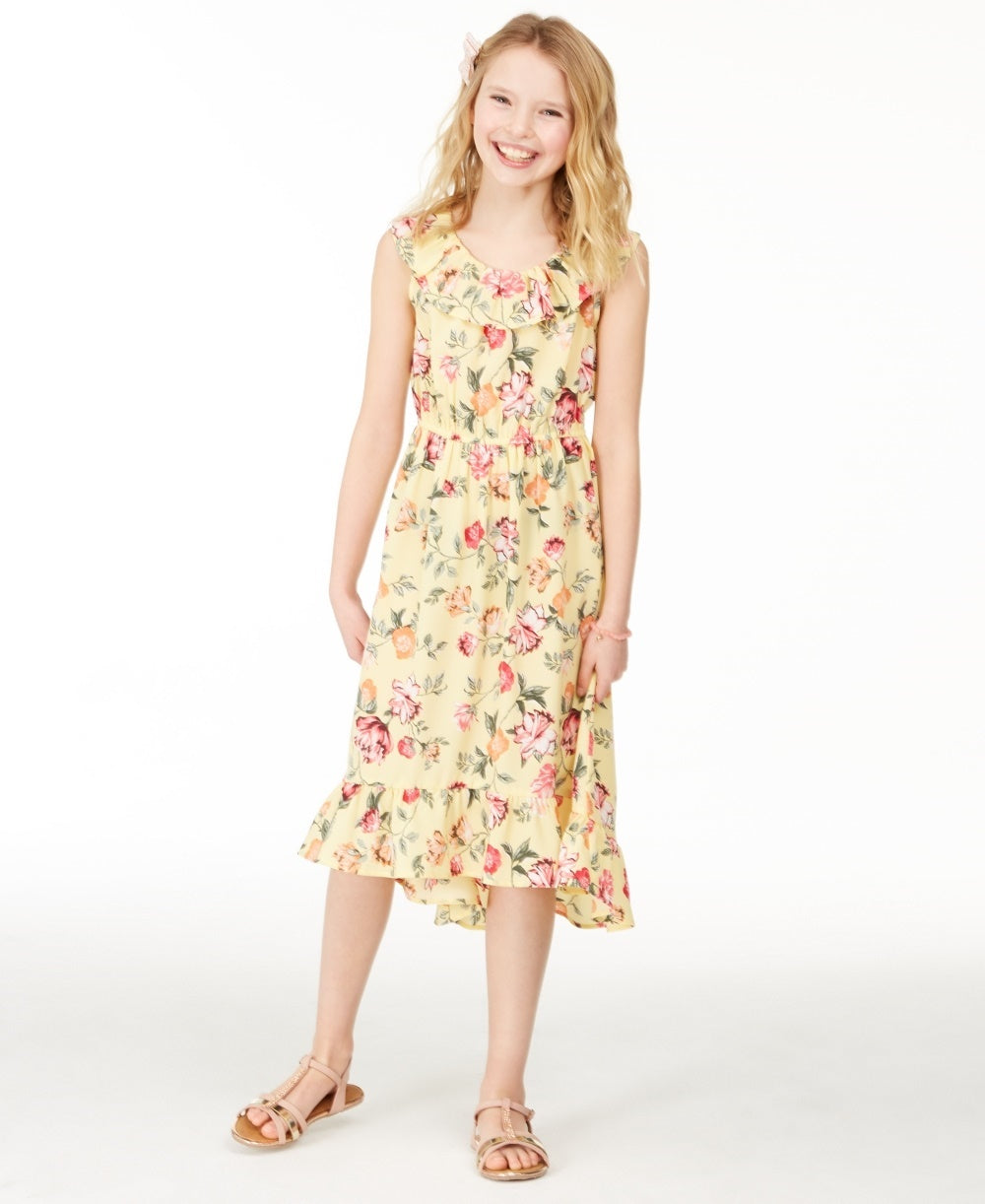 Vestido estampado floral Charter Club Big Girls Mommy &amp; Me, amarelo, tamanho médio