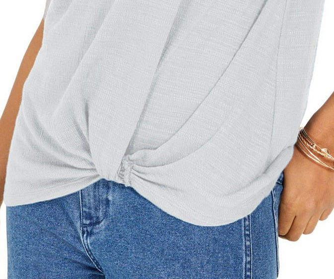 Top de renda com detalhes estilo &amp; co feminino cinza tamanho médio