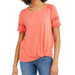 Top de renda com detalhes estilo &amp; co feminino laranja tamanho pequeno
