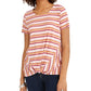 Blusa listrada com frente torcida feminina Style &amp; Co, vermelha, tamanho X-Large