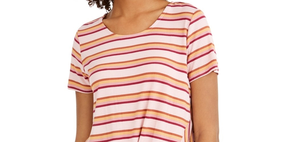 Blusa listrada com frente torcida feminina Style &amp; Co, vermelha, tamanho X-Large