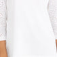 Blusa feminina de algodão com mangas ilhós Style &amp; Co, branca, tamanho médio