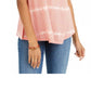 Blusa feminina estilo &amp; co, tingida com decote em V, em mistura de linho, rosa, tamanho médio