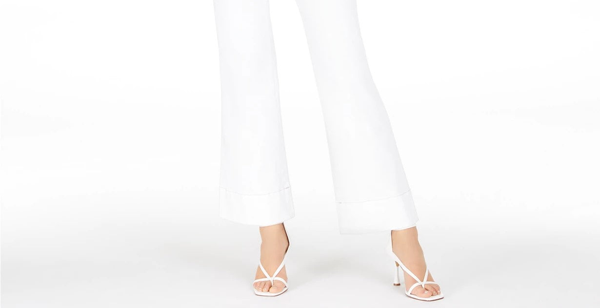 Calça jeans feminina estilo marinheiro, cintura alta, branca, tamanho 12, da INC International Concepts