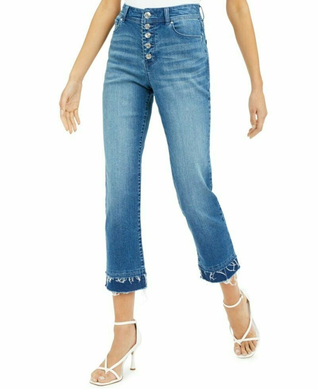Calça jeans feminina INC International Concepts Curvy com bainha dupla e tornozelo, azul, tamanho 8