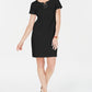 Vestido feminino Karen Scott de algodão com amarração e decote dividido, preto, tamanho pequeno