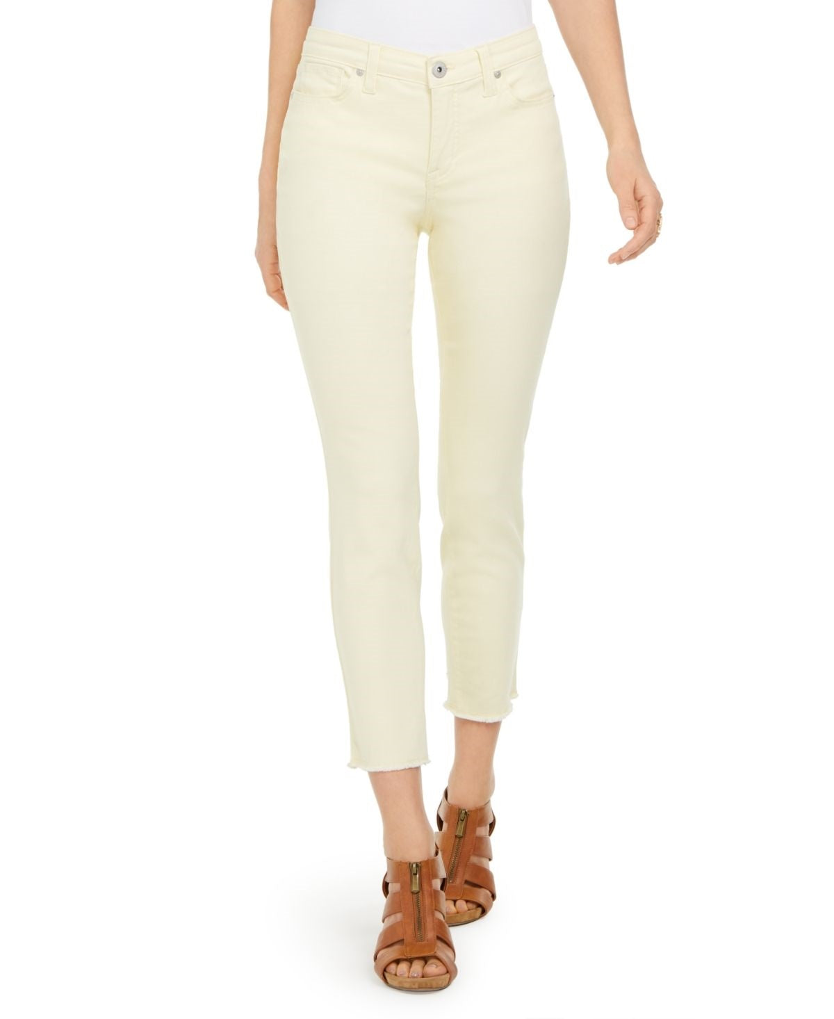 Calça jeans skinny feminina estilo &amp; co, lavagem clara, amarelo escuro, tamanho 12