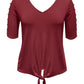 Top feminino com amarração frontal, tamanho grande, vermelho, da coleção JM