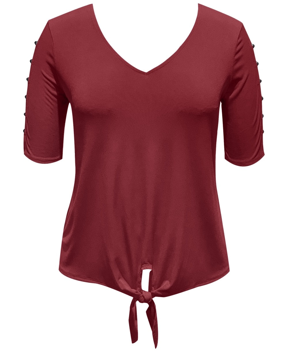 Top feminino com amarração frontal, tamanho grande, vermelho, da coleção JM