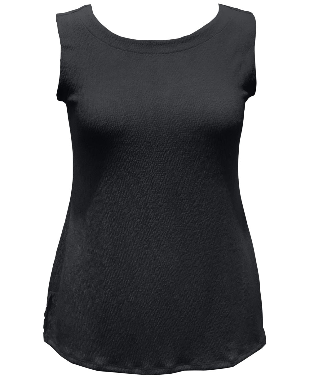 JM Collection Regata feminina texturizada com botões, preta, tamanho extragrande