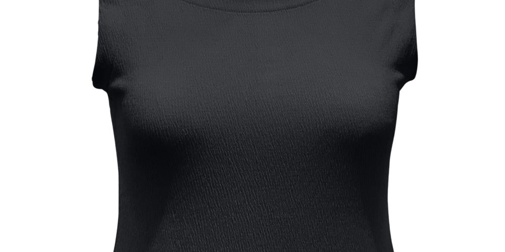 JM Collection Regata feminina texturizada com botões, preta, tamanho extragrande