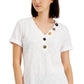 Blusa feminina JM Collection com botões mistos, branca, tamanho pequeno
