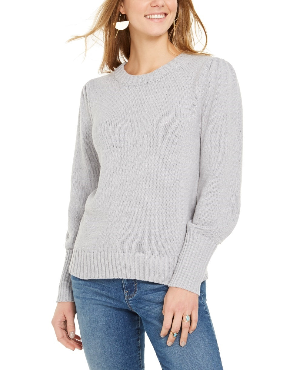 Suéter feminino com manga bufante estilo &amp; co, cinza, tamanho XX-grande