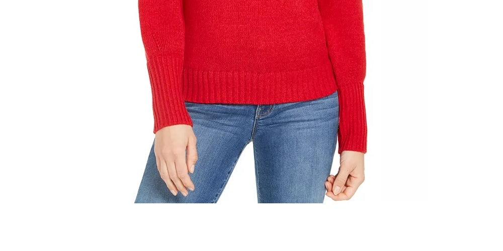 Suéter feminino de manga bufante Style &amp; Co, vermelho escuro, tamanho X-S