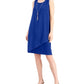 Vestido justo com colar e detalhes embelezados da coleção feminina JM, azul escuro, tamanho pequeno