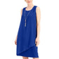 Vestido justo com colar e detalhes embelezados da coleção feminina JM, azul escuro, tamanho pequeno