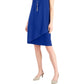 Vestido justo com colar e detalhes embelezados da coleção feminina JM, azul escuro, tamanho pequeno