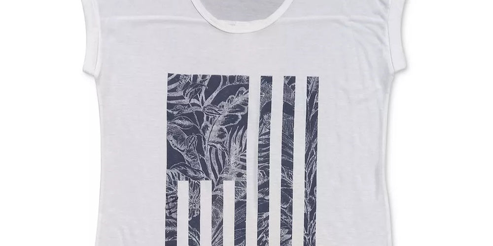 Camiseta feminina com estampa de bandeira tropical Style &amp; Co, azul-marinho, tamanho grande