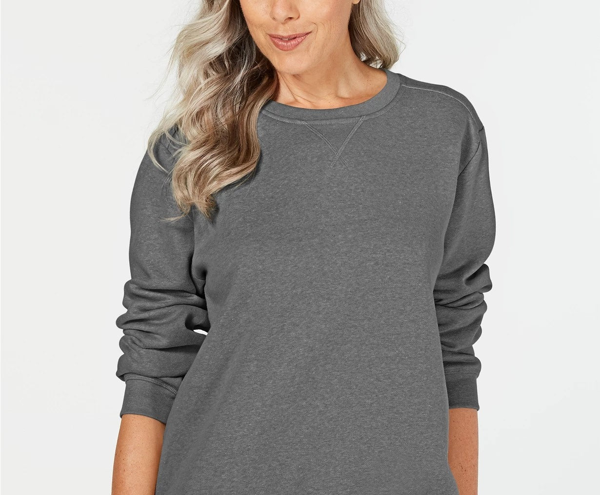 Moletom feminino Karen Scott Fleece, cor carvão, tamanho pequeno