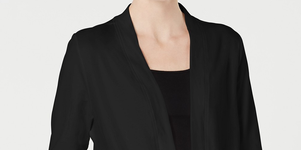 Karen Scott Cardigan feminino manga 3/4 aconchegante, preto, tamanho médio