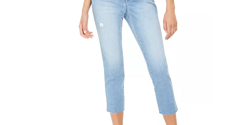 Calça jeans cropped feminina estilo &amp; co, azul, tamanho 6