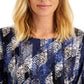 JM Collection Raquel Rain Blusa Estampada Jacquard Feminina Azul Tamanho P