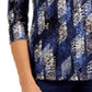 JM Collection Raquel Rain Blusa Estampada Jacquard Feminina Azul Tamanho P
