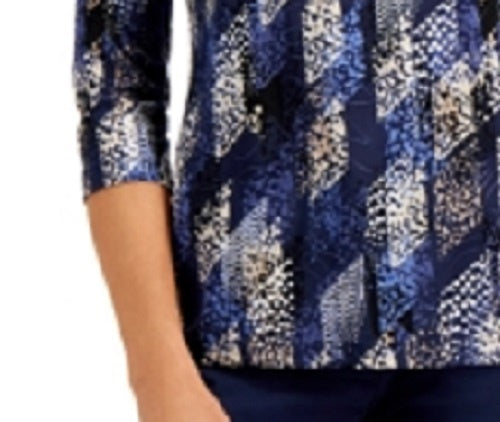 JM Collection Raquel Rain Blusa Estampada Jacquard Feminina Azul Tamanho P